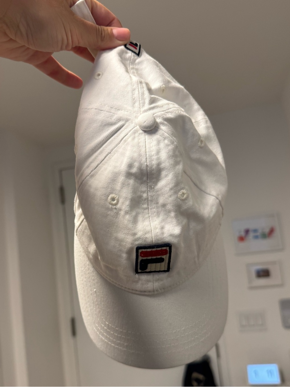Fila White Baseball Cap with Red & Black Logo
